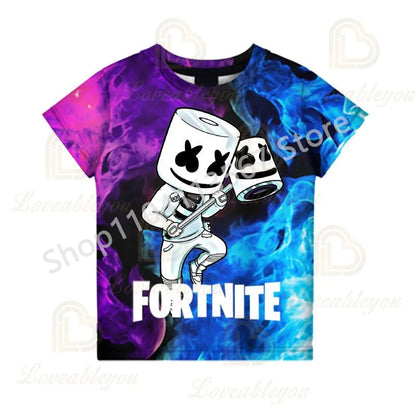 Tricou F-Fortnited pentru tineri, inspirat de jocuri de luptă, tricou de vară cu mânecă scurtă pentru adulți, adolescenți băieți și fete