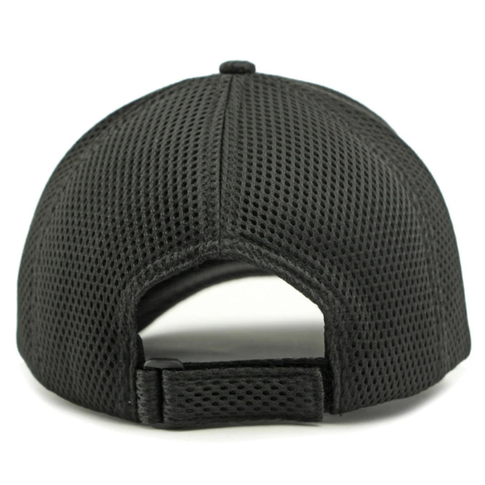 HT4828 Gorra de béisbol de ala corta de 5 cm para hombre, 6 paneles, gorra de béisbol de malla transpirable, gorra tipo «trucker», para hombre y mujer, lisa, sin estampados, con cierre a presión
