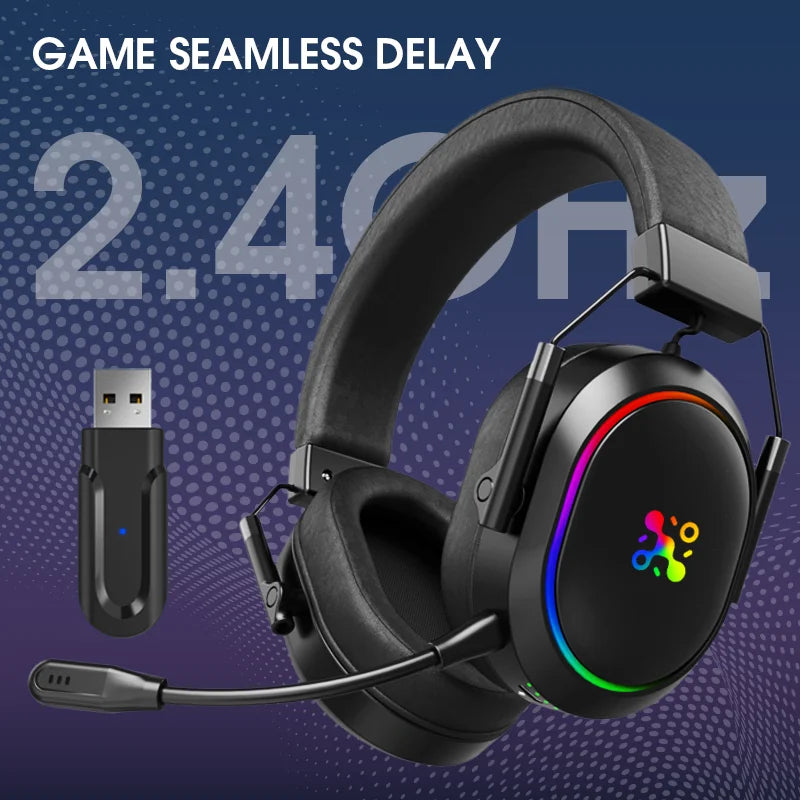 LDON kabelloses Gaming-Headset PS5 PS4 Bluetooth 2.4GHz Kopfhörer 3D-Surround-Sound Noise-Cancelling-Mikrofon niedrige Latenz