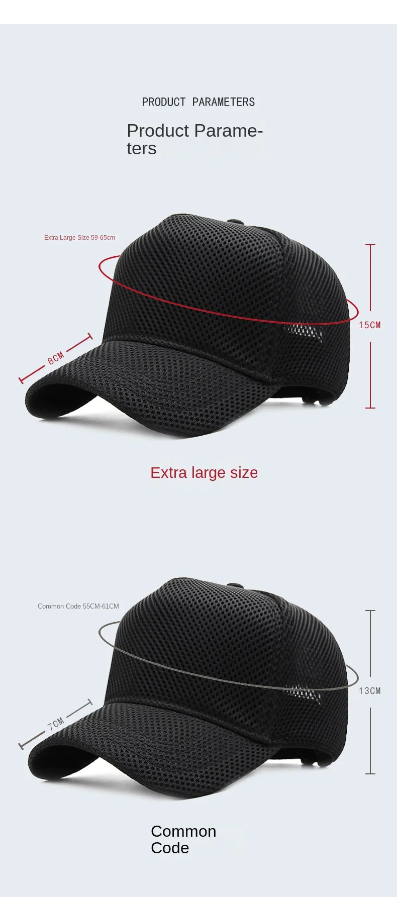 Big Head Plus Size Summer Mesh Baseball Cap for Men Women Trucker Breathable Hat Adjustable for Outdoor Sports Running