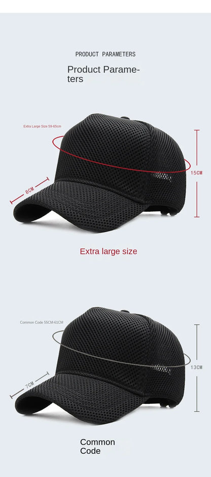 Big Head Plus Size Summer Mesh Baseball Cap for Men Women Trucker Breathable Hat Adjustable for Outdoor Sports Running