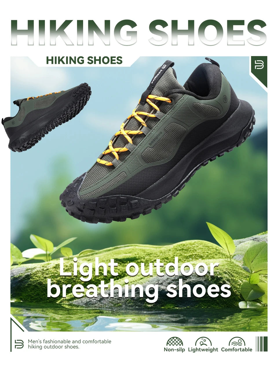 Baasploa herenwandelschoenen: comfortabele, zachte, waterdichte trekking-sneakers voor heren, slijtvast en antislip, geschikt voor buiten en klimmen