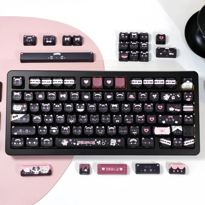 Pink Meow Keycaps Cute Cat Head MAO Cherry Profile PBT Key Cap For Gift Mechanical Keyboard KeyCap Keyboards Accessories