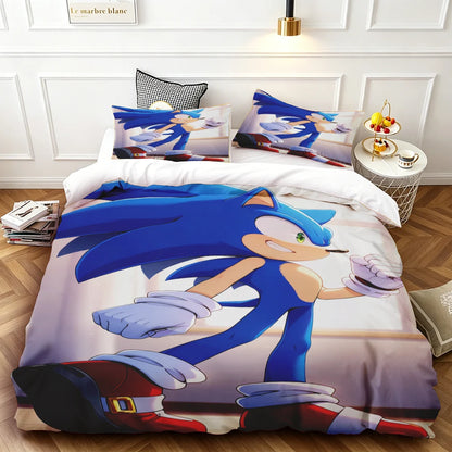 Cartoon Kids Sonics Duvet Cover Cool Bedding Set Comforter Cover with Pillowcase Queen King Bedroom Children Teens beautiful