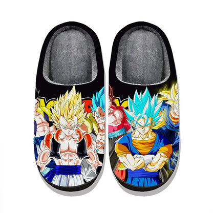 Anime Dragon Ball Plush Slippers Goku Vegeta Winter Fuzzy Warm Cotton Shoes Cute Cosplay Men Home Indoor Non-Slip Slipper Gifts