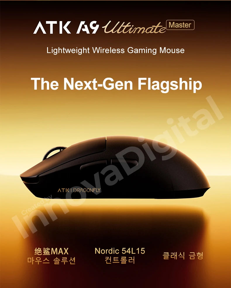 Безжична геймърска мишка ATK Dragonfly A9 Ultimate A9 Air PAW3950, ултралека ергономична e-sports мишка за FPS геймъри, CSGO A9 Ultra