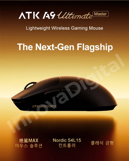 Безжична геймърска мишка ATK Dragonfly A9 Ultimate A9 Air PAW3950, ултралека ергономична e-sports мишка за FPS геймъри, CSGO A9 Ultra