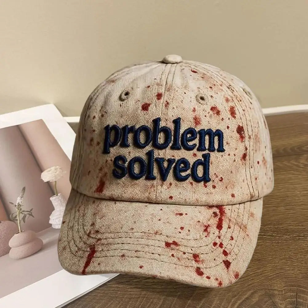 Halloween-tema broderi – problemet løst: Blodig hat, gyser-baseballkasket, velegnet til Halloween-fest, cosplay-rekvisitter og gaver