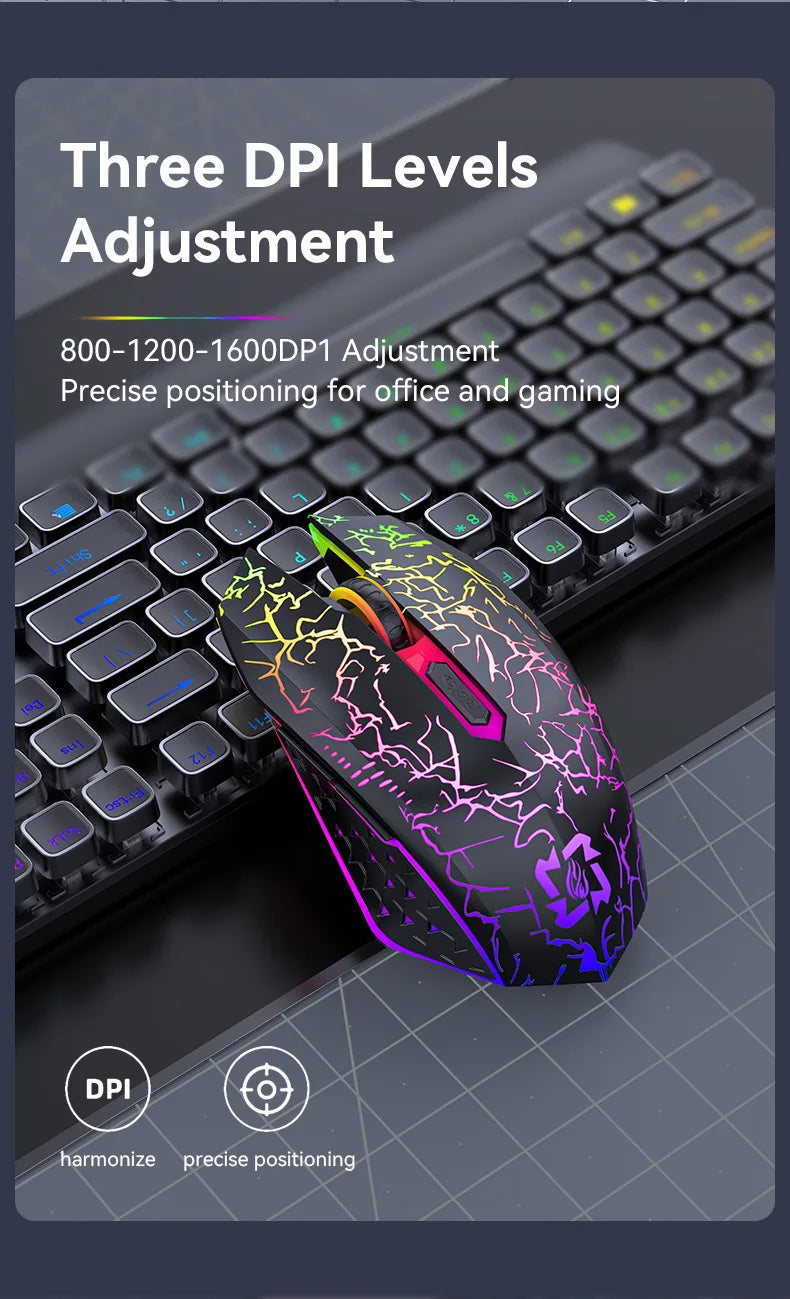 2.4GHz Bluetooth Wireless Mouse Rechargeable RGB Backlight Mice 1600 DPI Ergonomic Design Gaming Mouse for PC Laptop Macbook