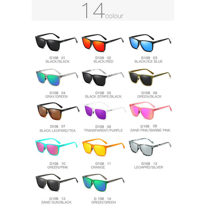 DUBERY Full Rim Polarized Fashion Sunglasses For Men And Women 14 Colors Model 108