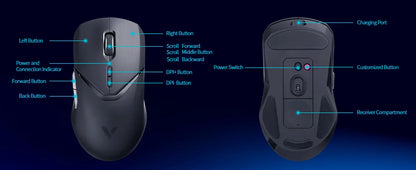 Rapoo VT9PRO Wireless Gaming Mouse Esports Grade 68g Ultra-Light 26000DPI 8 Buttons Optical PAW3398 Computer Mouse For Laptop PC