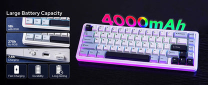EPOMAKER x AULA F65 65% Layout Wired/Bluetooth 5.0/2.4G Wireless Hot-Swap Gasket-mounted Mechanical Gaming Keyboard for Mac/Win