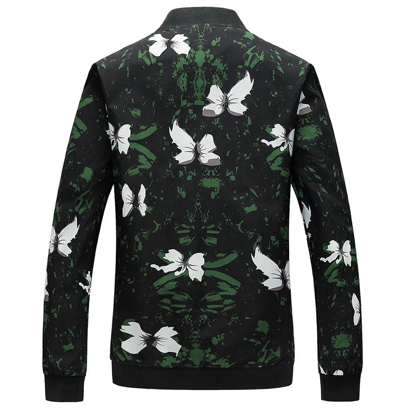 Spring and Autumn Men's Flower Jacket, Large Size Urban Casual Jacket, Multicolor Available