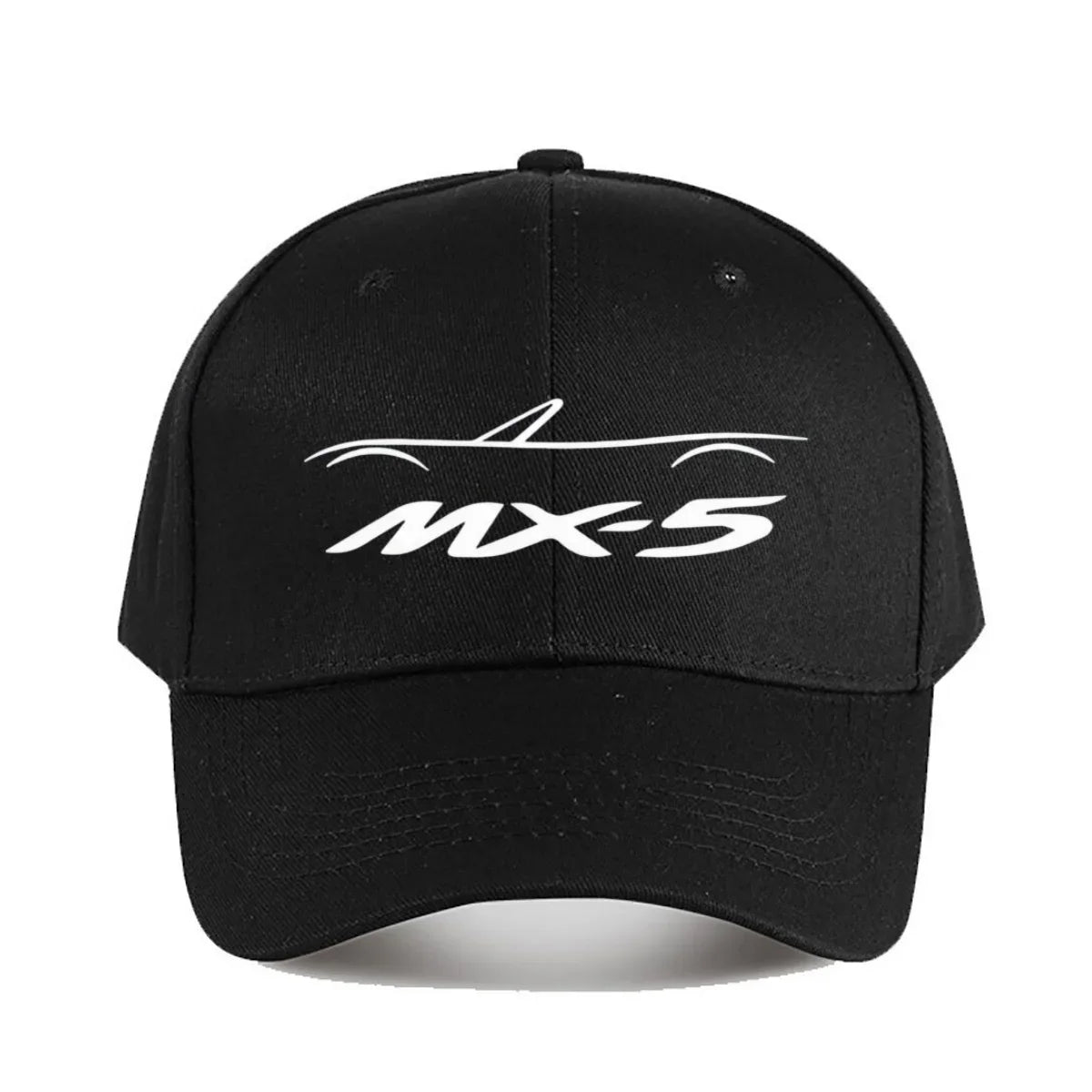 MX5 NA бейзболна шапка за мъже и жени – стилна черна шапка от полиестер с бяло лого, издръжлива шапка за риболов на открито и ежедневно носене