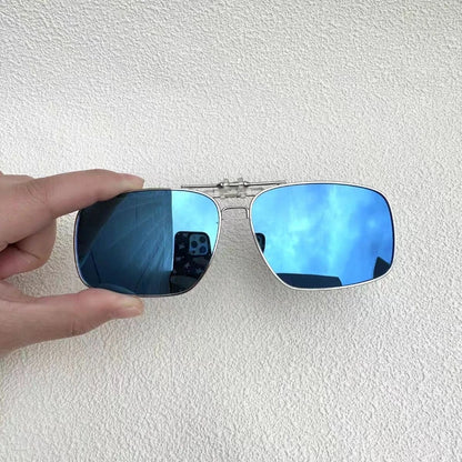 REXXAR Mens Metal Clip on Sunglasses Polarized Eyeglasses UV400 Women Square Night Vision Driving Sun Glasses