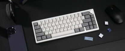 YUNZII AL68 Silver Aluminum Mechanical Gaming Keyboard, QMK/VIA Wireless Keyboard, Hot Swap Gasket Custom Keyboard with Knob