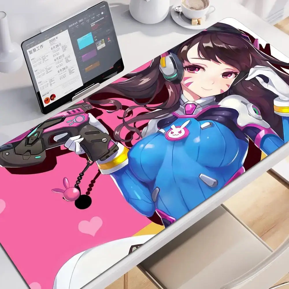 Anime-Gaming-Girl Overwatch großes Mauspad 900x400 Laptop Büro Gummi weiche Schreibtischunterlage Computer-Tastatur HD-Druck Mousepad XXL