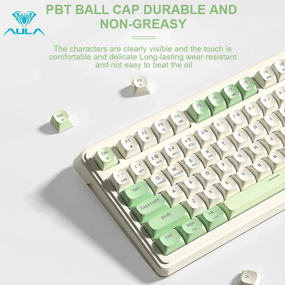 AULA S99 Keyboard 3-Mode Wireless Bluetooth Wired RGB Ergonomic 99-Key Typing Mute Gaming Keyboard Custom PC Accessories Gifts