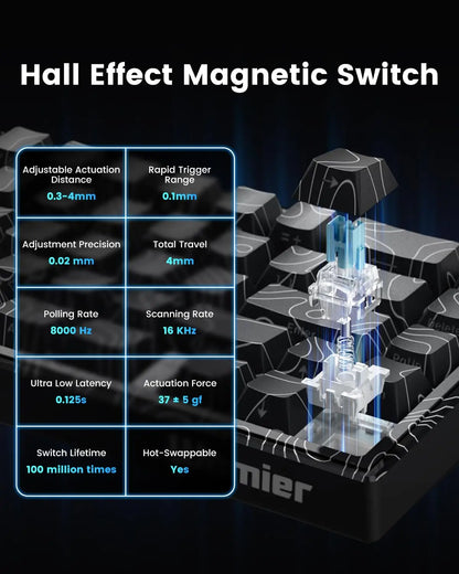 M68HE Pro Hall Effect Mechanical Gaming Keyboard Hot Swap Magnetic Switches Rapid Trigger 8000Hz Polling Rate Keyboard for PC