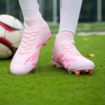 Nouvelles chaussures de football professionnelles pour hommes TF/FG, chaussures de football pour garçons, chaussures de sport unisexes à cheville haute, antidérapantes, confortables