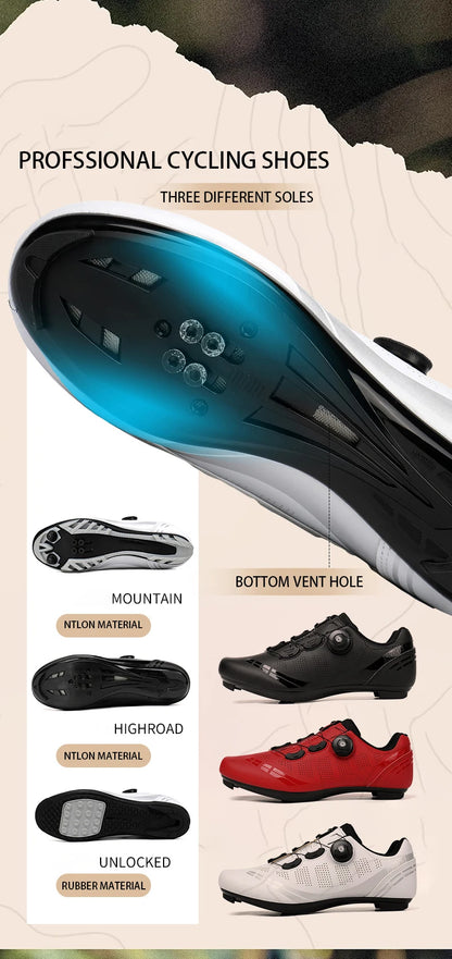 Men Cycling Shoes Road Bikes Women Racing Competition Self-Locking Speed Cycling Sports Shoes Women Spd Cleats Cycling Shoes