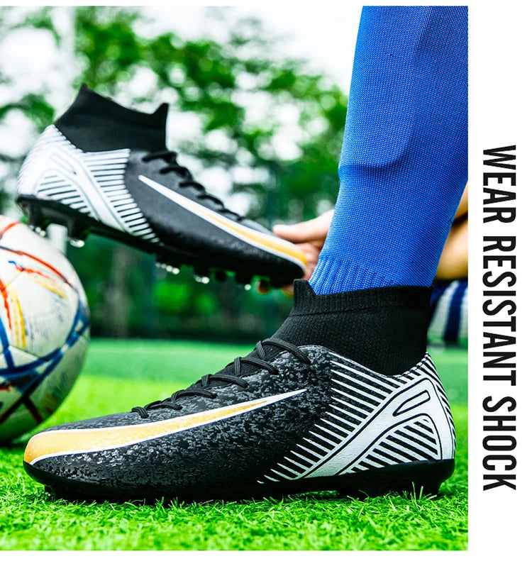 High Top Football Boots Men's Large Size 47 Training Sports AG Long Nail TF Broken Nail Ball Shoes Net Lining Rubber Outsole