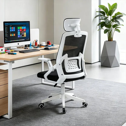 Chaise de jeu ergonomique pour bureau à domicile, confortable, grand soutien lombaire, en maille, idéale pour les petits espaces, chaise d'ordinateur avec siège réglable en hauteur