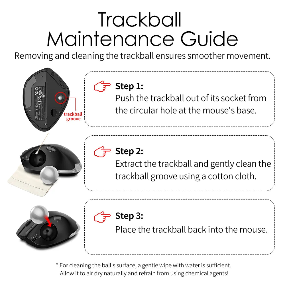 Lefon F33/F26C/F35B Trackball Mouse/ Bluetooth Ergonomic Mouse 2.4G Wireless Rechargeable Rollerball Mice for PC Office Drawing