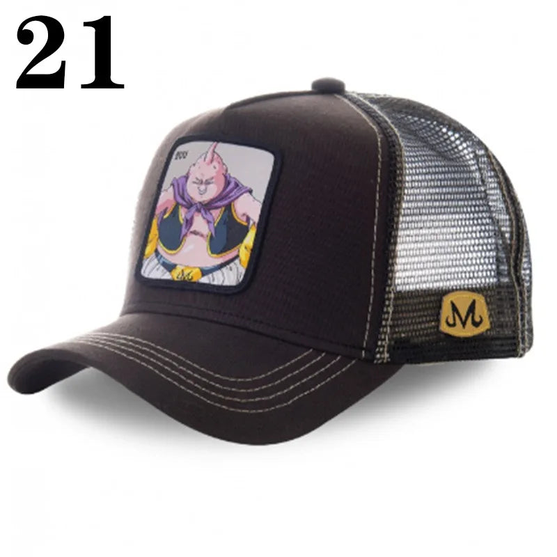 Dragon Ball DRAGONBALL síťovaná čepice, kreslená síťovaná čepice, pánská a dámská baseballová čepice, módní čepice s nášivkou, trucker čepice