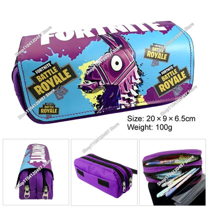 Victory Royale Student Boys Girls Fortnite Capacity Pencil Stationery Case Peely Llama Hero Children's Pen Box Kids Teen Bags