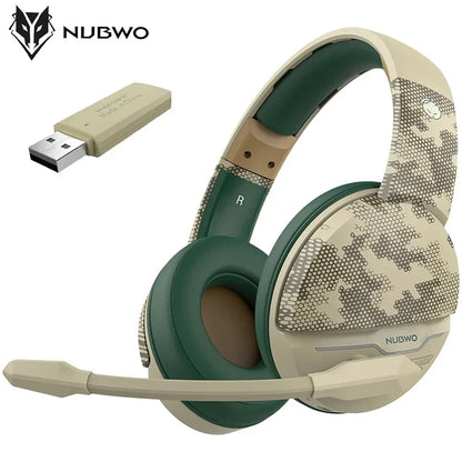 Casque de jeu sans fil double NUBWO G08 avec micro, Bluetooth 5.3 sans fil 2,4 GHz, haut-parleurs 50 mm, éclairage RGB léger pour PS5, PS4