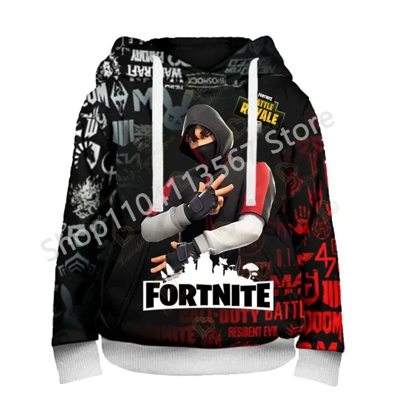 Sudaderas con capucha Llama Battle Royale F-Fortnited con estampado 3D para hombre, mujer y niños, sudaderas para niño y niña, pulóver streetwear verde