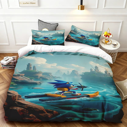 Sonic Duvet Cover for Kids Cool Bedding Set, Duvet Cover for Bedroom Decor Soft and ComfortableTwin, Double, Queen, and King