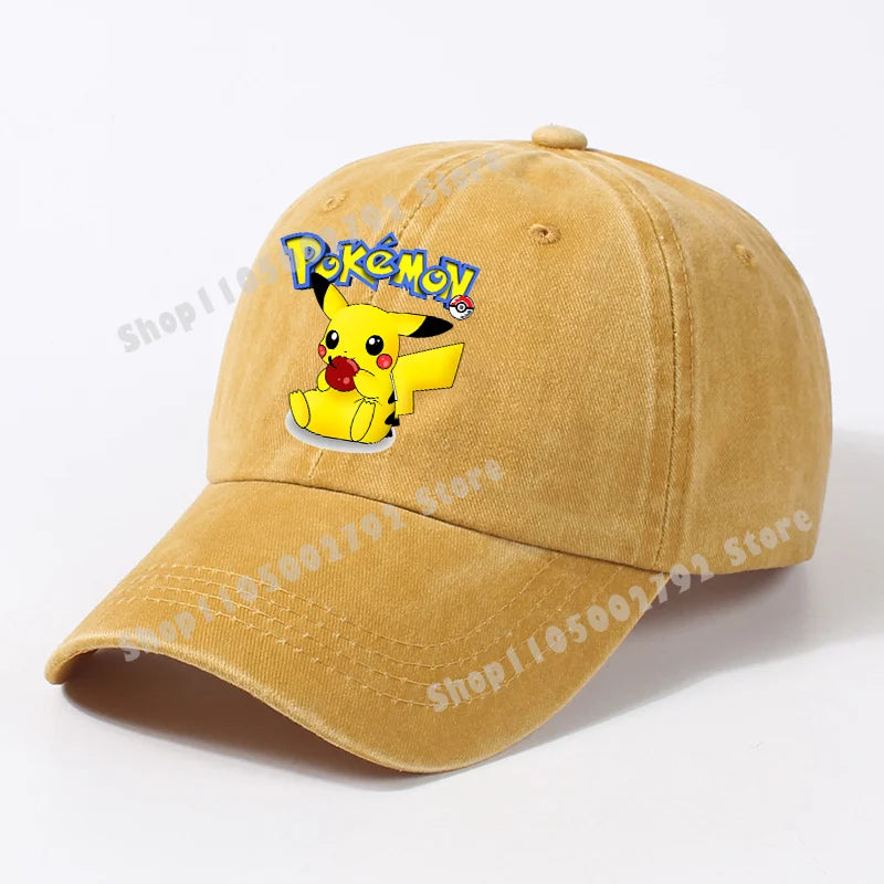 Pokémon-baseballkasketter, Pikachu, kawaii, anime-figurer, solhatte, sommer, udendørs, forældre og børn, solhat, trendy kasket med andetunge, gave