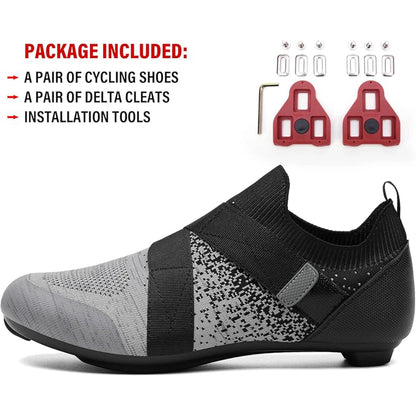 Unisex Cycling Shoes Compatible with Pelotan/SPD Indoor Road Riding Biking Bike Shoes with Delta Cleats Included for Men Women