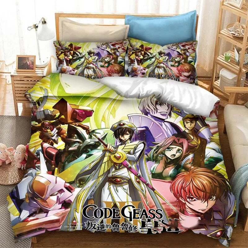 Madingas 3D spausdintas anime Code Geass antklodės užvalkalas, 2/3 vnt. patalynės komplektas, Double Twin Full Queen King dydžiai, suaugusiesiems ir vaikams