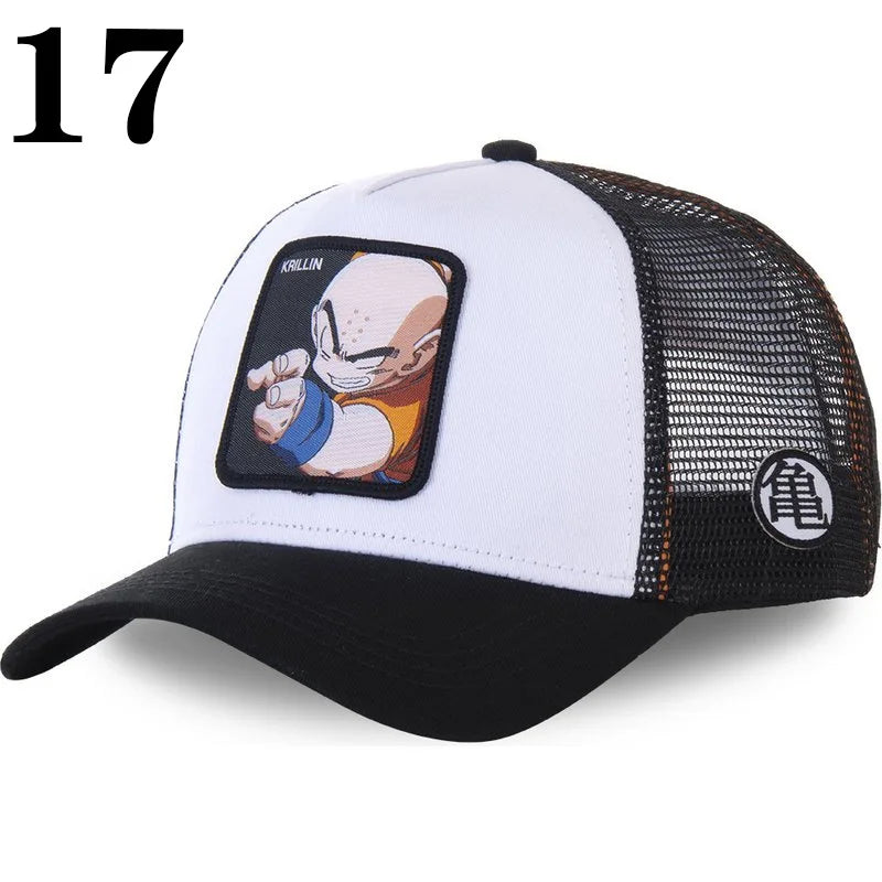 Dragon Ball DRAGONBALL síťovaná čepice, kreslená síťovaná čepice, pánská a dámská baseballová čepice, módní čepice s nášivkou, trucker čepice