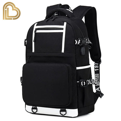 Red Jade F-Fortnited Battle Royale Backpack with USB Charging Anime Figures Study Stationery Compartment for Students Mochila