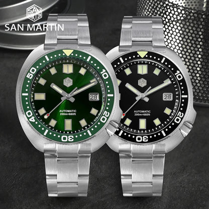 San Martin Turtle Men's Diver Watch 44mm NH35 Automatic Mechanical Wristwatch Sapphire Waterproof 200m Luminous Watches SN0047