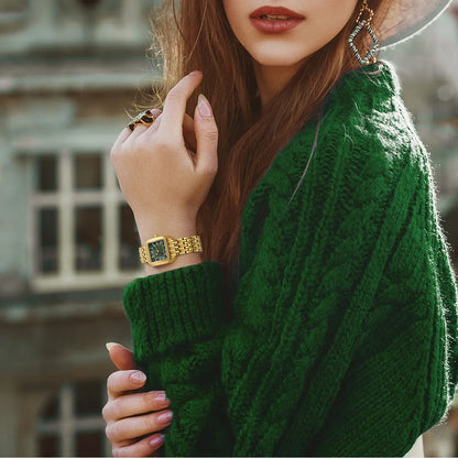 BERNY Gold Watch for Women Luxury Brand Square Ladies Quartz Watches New In Top Quality Fashion Elegant Business S/S Wristwatch