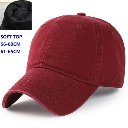 Męska i damska czapka oversize w rozmiarze XXL 100% bawełniana czapka baseballowa, duża czapka baseballowa dla osób o dużych głowach 56-63cm(23.5"-25.5”), regulowana czapka typu „dad cap” bez nadruku