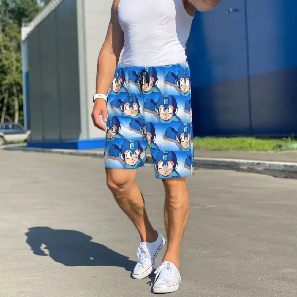 Custom Megaman Video Game Mega Man Short Pajama Pants Men Sleepwear Sleep Lounge Bottom Shorts Sleeping Pants