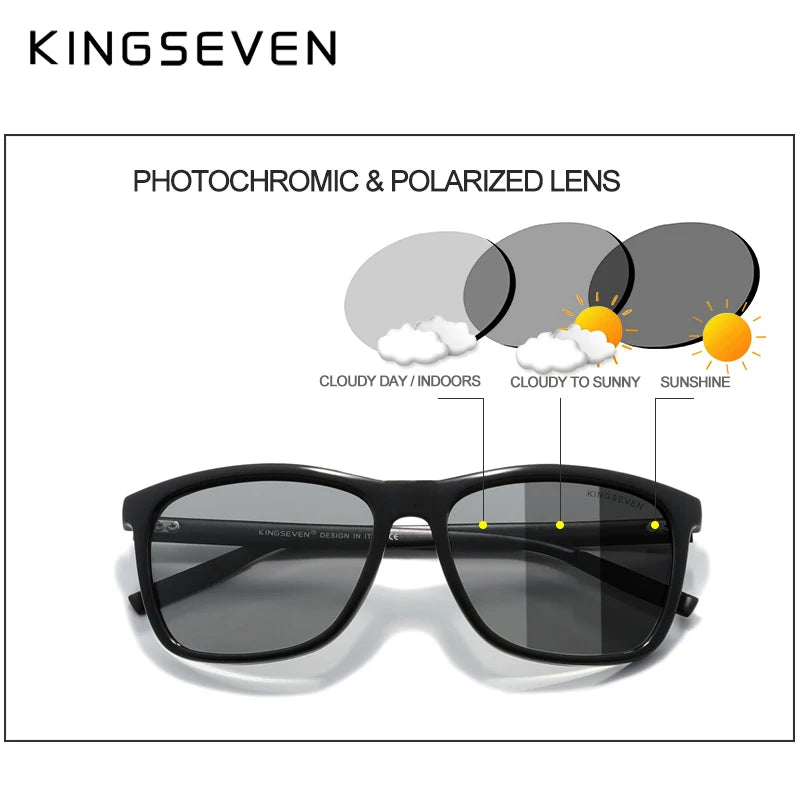 KINGSEVEN-mærke solbriller med aluminiumsstel til mænd, polariserede, spejlbelagte, fotokromatiske solbriller, damebriller, tilbehør, udendørs