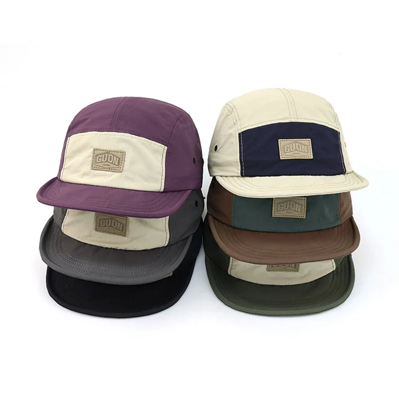 Zomerse, dunne, ademende en sneldrogende baseballpet voor mannen en vrouwen, voor outdooravonturen en bescherming tegen de zon, met korte klep en 5 flappen, geschikt voor wandeltochten