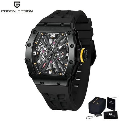 PAGANI DESIGN 42 MM Men's Skeleton Quartz Watch Japan VH65 Sapphire Glass Stainless Steel 50M Waterproof Wristwatches PD1738 New