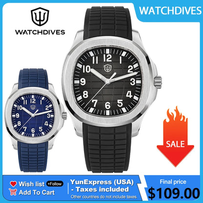 Watchdives WD008 38mm Dive Men Watch VH31 Sweep Second Quartz Movement Sapphire Super Luminous 100m Waterproof Watches