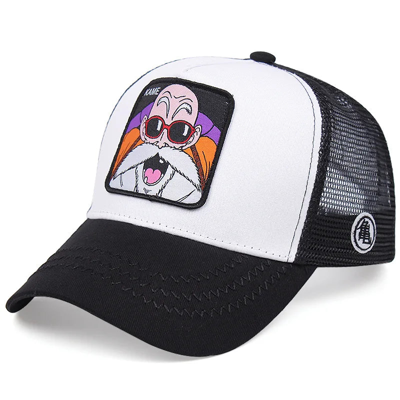 Dragon Ball DRAGONBALL síťovaná čepice, kreslená síťovaná čepice, pánská a dámská baseballová čepice, módní čepice s nášivkou, trucker čepice