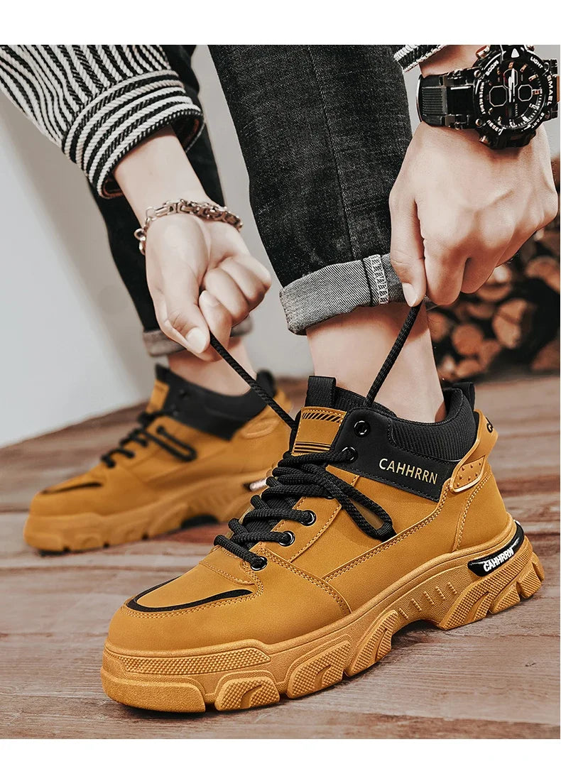 Bottes montantes Unky jaunes et noires 2026 pour hommes – Imperméables et résistantes à l'usure, idéales pour les adolescents du Golfe