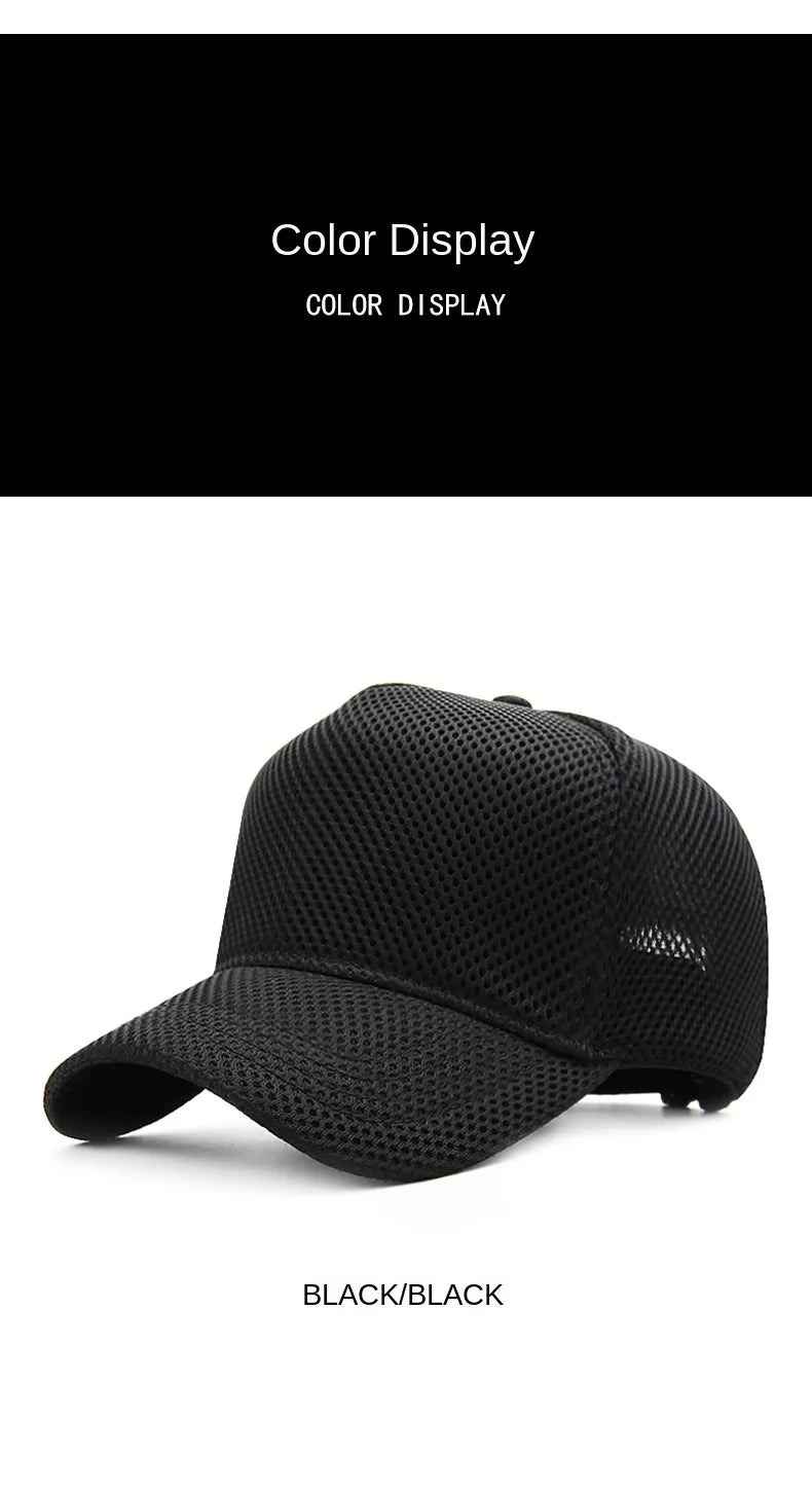 Big Head Plus Size Summer Mesh Baseball Cap for Men Women Trucker Breathable Hat Adjustable for Outdoor Sports Running