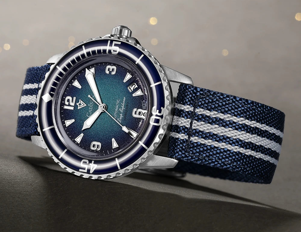 CADISEN Deep Explorer MIYOTA 8215 Automatic Mechanical Watch Man Canvas Strap Wristwatch Luxury Luminous Waterproof Watches
